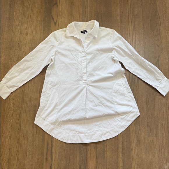 Lafayette 148 White Long Sleeve Tunic Top with Pockets-Size 8 - Picture 2 of 12